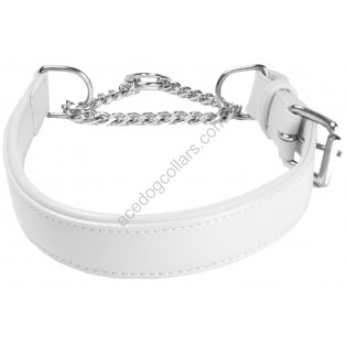 Adjustable PADDED Half check Leather Dog Collar small width 1"(2.5cm)